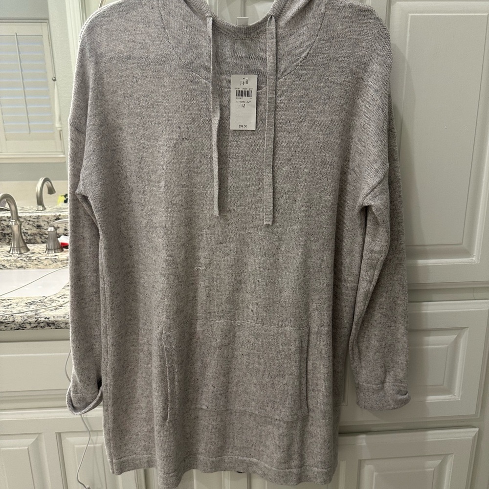 J. Jill Heather Gray Lightweight Hooded Tunic Sweater